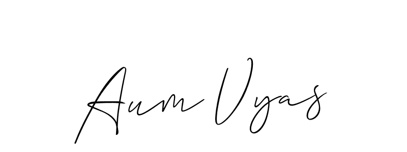 Create a beautiful signature design for name Aum Vyas. With this signature (Allison_Script) fonts, you can make a handwritten signature for free. Aum Vyas signature style 2 images and pictures png