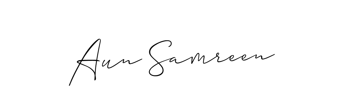 Create a beautiful signature design for name Aun Samreen. With this signature (Allison_Script) fonts, you can make a handwritten signature for free. Aun Samreen signature style 2 images and pictures png