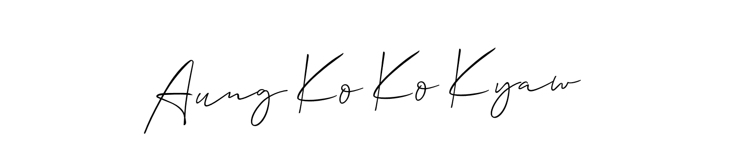 You can use this online signature creator to create a handwritten signature for the name Aung Ko Ko Kyaw. This is the best online autograph maker. Aung Ko Ko Kyaw signature style 2 images and pictures png