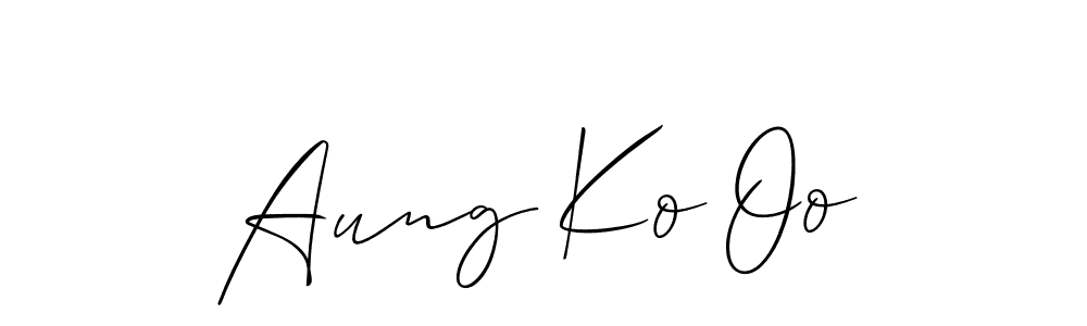 How to make Aung Ko Oo name signature. Use Allison_Script style for creating short signs online. This is the latest handwritten sign. Aung Ko Oo signature style 2 images and pictures png
