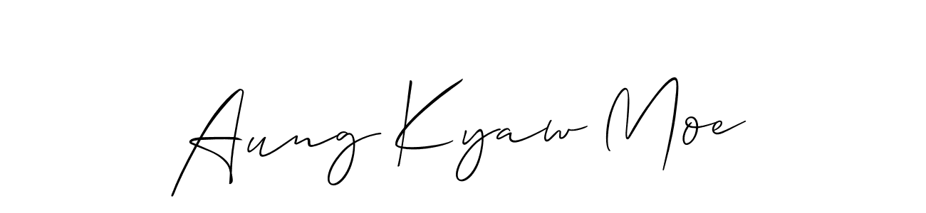 Also You can easily find your signature by using the search form. We will create Aung Kyaw Moe name handwritten signature images for you free of cost using Allison_Script sign style. Aung Kyaw Moe signature style 2 images and pictures png