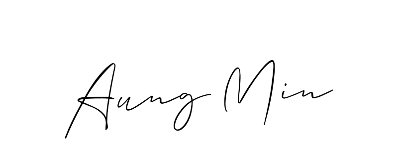 Allison_Script is a professional signature style that is perfect for those who want to add a touch of class to their signature. It is also a great choice for those who want to make their signature more unique. Get Aung Min name to fancy signature for free. Aung Min signature style 2 images and pictures png
