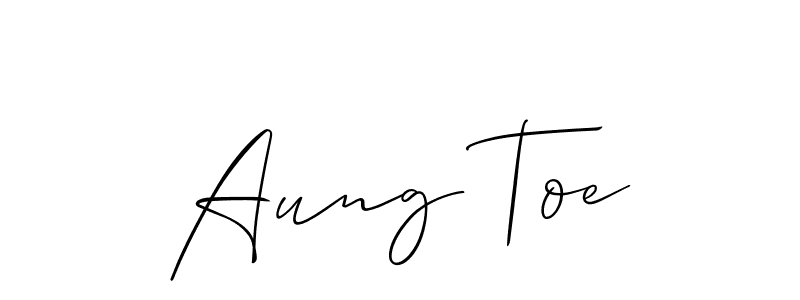 Similarly Allison_Script is the best handwritten signature design. Signature creator online .You can use it as an online autograph creator for name Aung Toe. Aung Toe signature style 2 images and pictures png