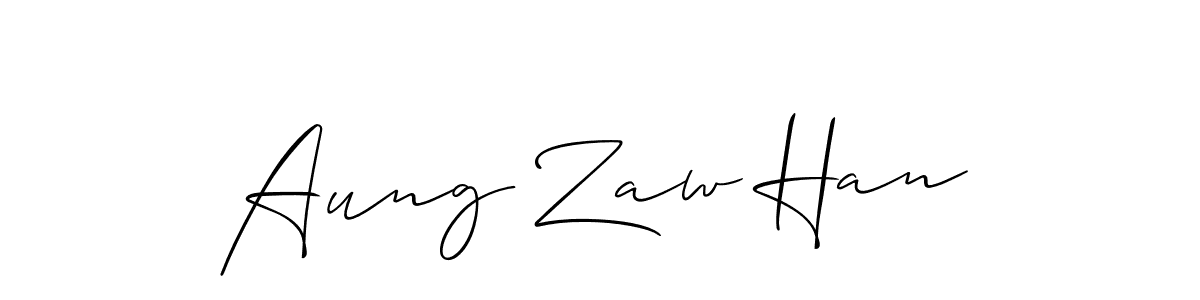 Create a beautiful signature design for name Aung Zaw Han. With this signature (Allison_Script) fonts, you can make a handwritten signature for free. Aung Zaw Han signature style 2 images and pictures png