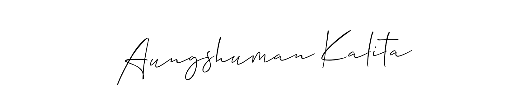 Also You can easily find your signature by using the search form. We will create Aungshuman Kalita name handwritten signature images for you free of cost using Allison_Script sign style. Aungshuman Kalita signature style 2 images and pictures png