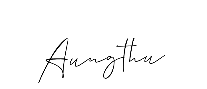 Design your own signature with our free online signature maker. With this signature software, you can create a handwritten (Allison_Script) signature for name Aungthu. Aungthu signature style 2 images and pictures png