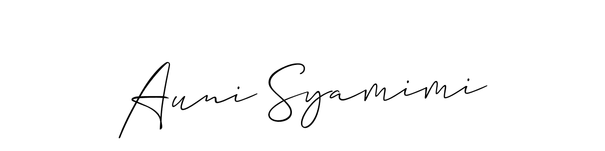 Also You can easily find your signature by using the search form. We will create Auni Syamimi name handwritten signature images for you free of cost using Allison_Script sign style. Auni Syamimi signature style 2 images and pictures png