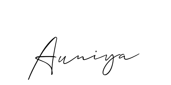 Use a signature maker to create a handwritten signature online. With this signature software, you can design (Allison_Script) your own signature for name Auniya. Auniya signature style 2 images and pictures png