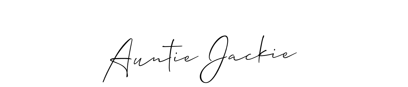 Make a short Auntie Jackie  signature style. Manage your documents anywhere anytime using Allison_Script. Create and add eSignatures, submit forms, share and send files easily. Auntie Jackie  signature style 2 images and pictures png
