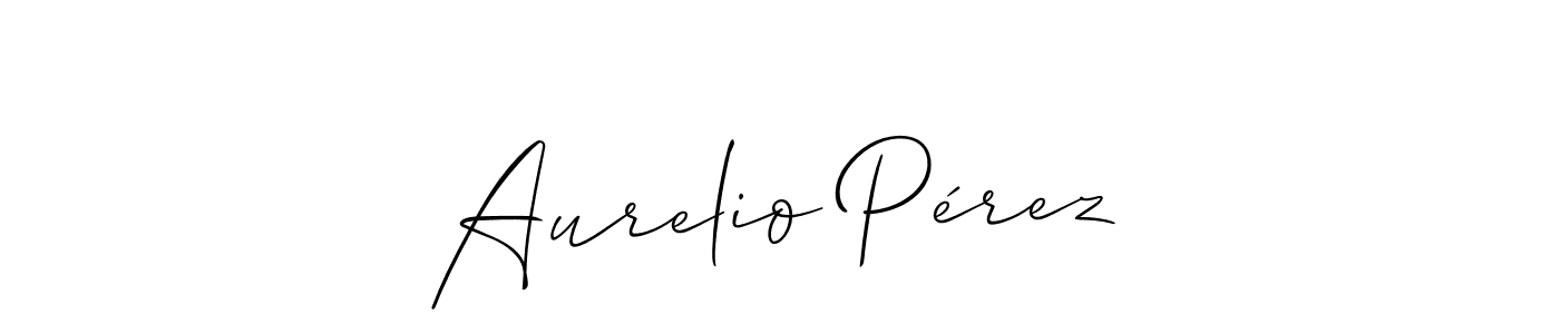 The best way (Allison_Script) to make a short signature is to pick only two or three words in your name. The name Aurelio Pérez include a total of six letters. For converting this name. Aurelio Pérez signature style 2 images and pictures png