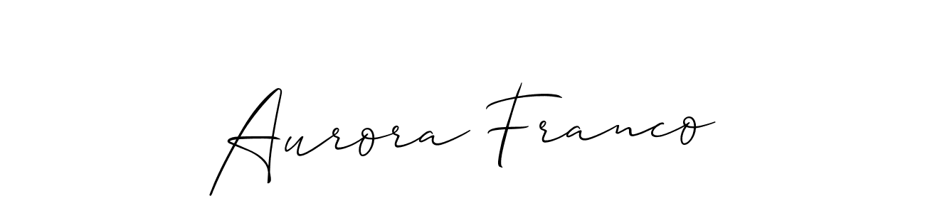 The best way (Allison_Script) to make a short signature is to pick only two or three words in your name. The name Aurora Franco include a total of six letters. For converting this name. Aurora Franco signature style 2 images and pictures png