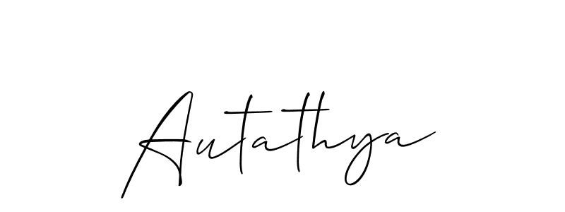 Use a signature maker to create a handwritten signature online. With this signature software, you can design (Allison_Script) your own signature for name Autathya. Autathya signature style 2 images and pictures png