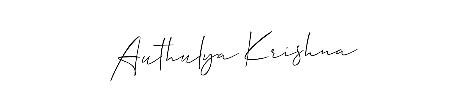 Authulya Krishna stylish signature style. Best Handwritten Sign (Allison_Script) for my name. Handwritten Signature Collection Ideas for my name Authulya Krishna. Authulya Krishna signature style 2 images and pictures png