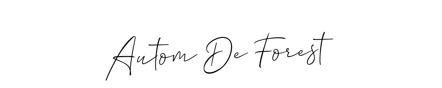 It looks lik you need a new signature style for name Autom De Forest. Design unique handwritten (Allison_Script) signature with our free signature maker in just a few clicks. Autom De Forest signature style 2 images and pictures png