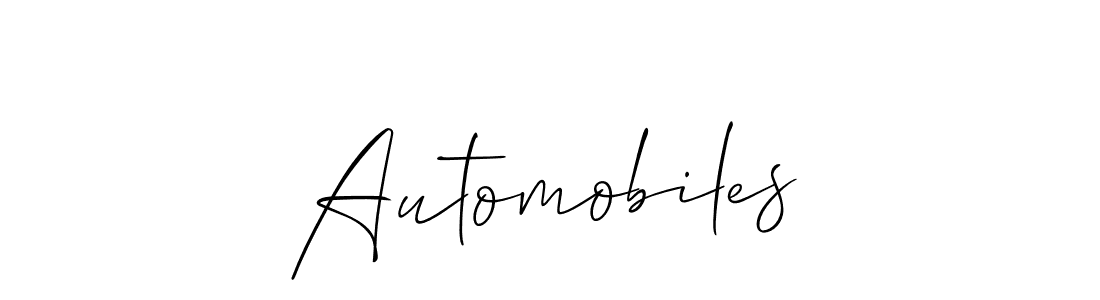 Make a beautiful signature design for name Automobiles. With this signature (Allison_Script) style, you can create a handwritten signature for free. Automobiles signature style 2 images and pictures png