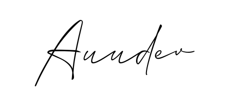 Create your official email sign-off with Auudev name in Allison_Script style. Crisp, clean, and perfectly legible across all screens. Auudev signature style 2 images and pictures png