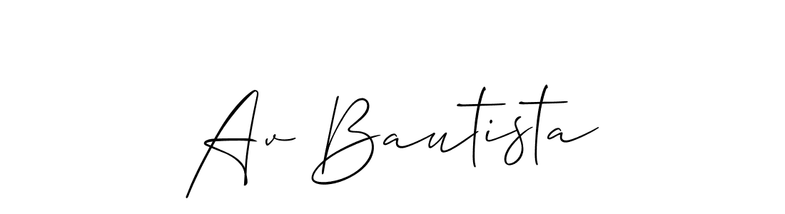 The best way (Allison_Script) to make a short signature is to pick only two or three words in your name. The name Av Bautista include a total of six letters. For converting this name. Av Bautista signature style 2 images and pictures png