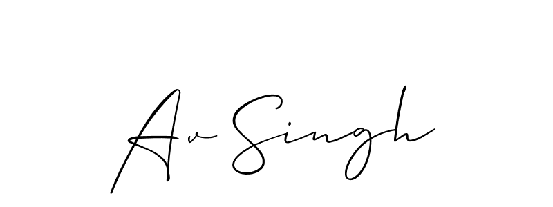 Make a beautiful signature design for name Av Singh. With this signature (Allison_Script) style, you can create a handwritten signature for free. Av Singh signature style 2 images and pictures png