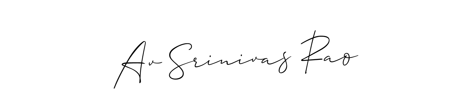 Make a beautiful signature design for name Av Srinivas Rao. With this signature (Allison_Script) style, you can create a handwritten signature for free. Av Srinivas Rao signature style 2 images and pictures png