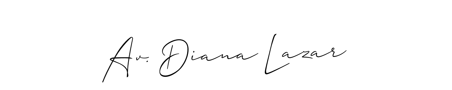 Also You can easily find your signature by using the search form. We will create Av. Diana Lazar name handwritten signature images for you free of cost using Allison_Script sign style. Av. Diana Lazar signature style 2 images and pictures png