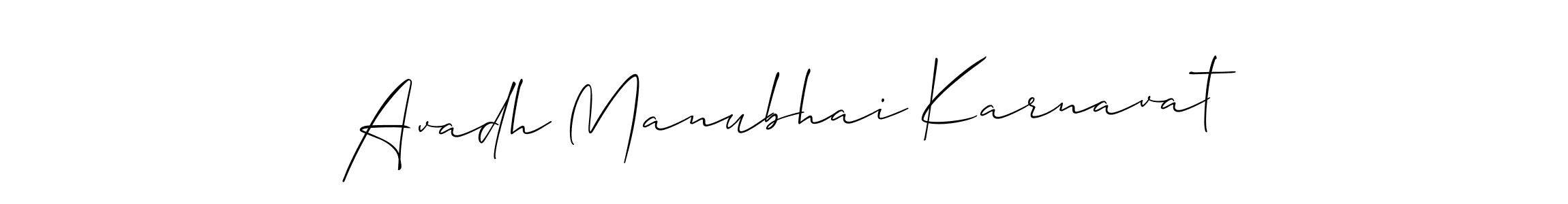 Make a beautiful signature design for name Avadh Manubhai Karnavat. With this signature (Allison_Script) style, you can create a handwritten signature for free. Avadh Manubhai Karnavat signature style 2 images and pictures png