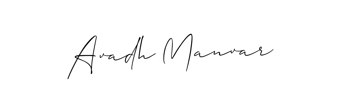 How to make Avadh Manvar name signature. Use Allison_Script style for creating short signs online. This is the latest handwritten sign. Avadh Manvar signature style 2 images and pictures png