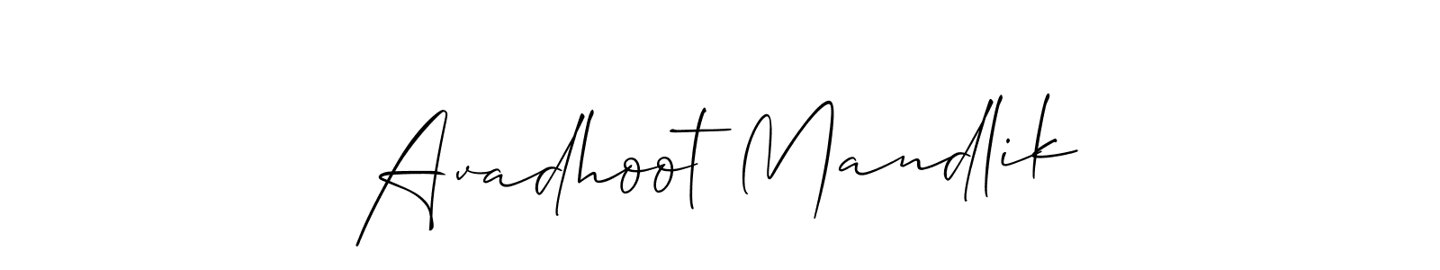 Make a beautiful signature design for name Avadhoot Mandlik. With this signature (Allison_Script) style, you can create a handwritten signature for free. Avadhoot Mandlik signature style 2 images and pictures png