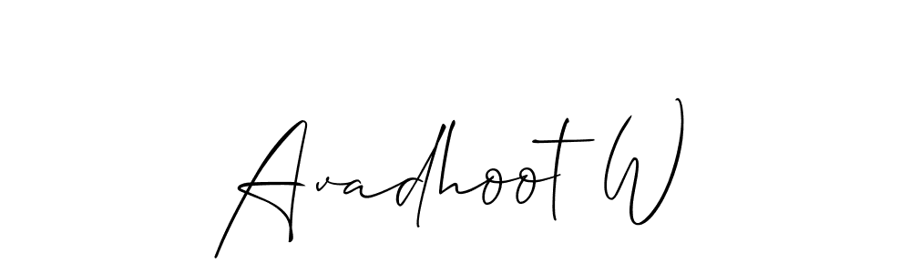 You should practise on your own different ways (Allison_Script) to write your name (Avadhoot W) in signature. don't let someone else do it for you. Avadhoot W signature style 2 images and pictures png
