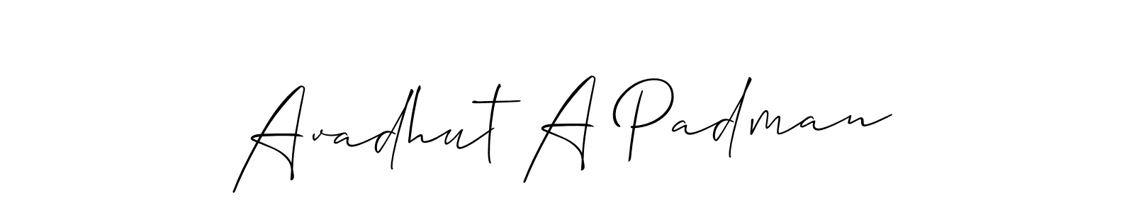 You should practise on your own different ways (Allison_Script) to write your name (Avadhut A Padman) in signature. don't let someone else do it for you. Avadhut A Padman signature style 2 images and pictures png
