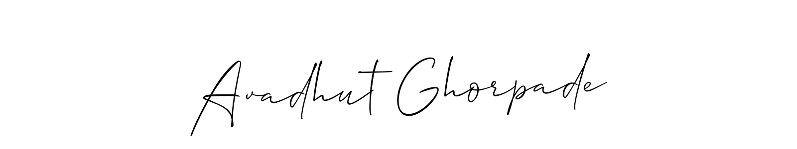if you are searching for the best signature style for your name Avadhut Ghorpade. so please give up your signature search. here we have designed multiple signature styles  using Allison_Script. Avadhut Ghorpade signature style 2 images and pictures png