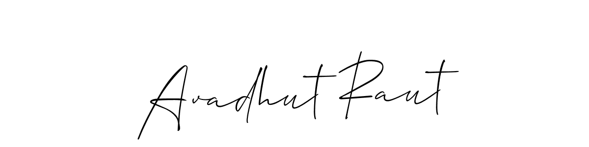Allison_Script is a professional signature style that is perfect for those who want to add a touch of class to their signature. It is also a great choice for those who want to make their signature more unique. Get Avadhut Raut name to fancy signature for free. Avadhut Raut signature style 2 images and pictures png