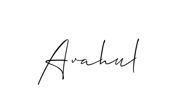 Design your own signature with our free online signature maker. With this signature software, you can create a handwritten (Allison_Script) signature for name Avahul. Avahul signature style 2 images and pictures png