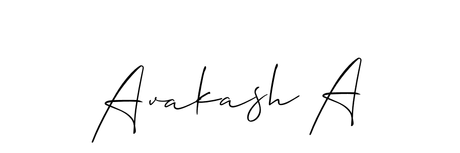 Design your own signature with our free online signature maker. With this signature software, you can create a handwritten (Allison_Script) signature for name Avakash A. Avakash A signature style 2 images and pictures png