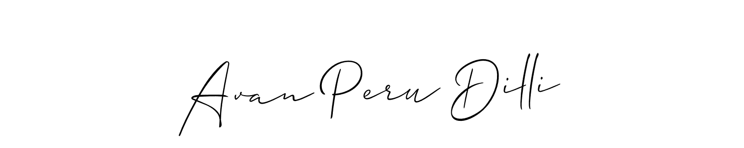 This is the best signature style for the Avan Peru Dilli name. Also you like these signature font (Allison_Script). Mix name signature. Avan Peru Dilli signature style 2 images and pictures png