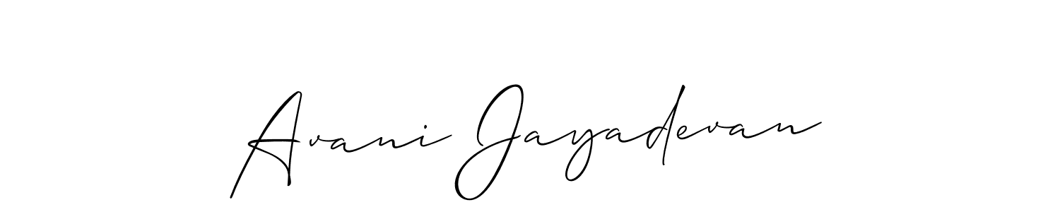 Also we have Avani Jayadevan name is the best signature style. Create professional handwritten signature collection using Allison_Script autograph style. Avani Jayadevan signature style 2 images and pictures png