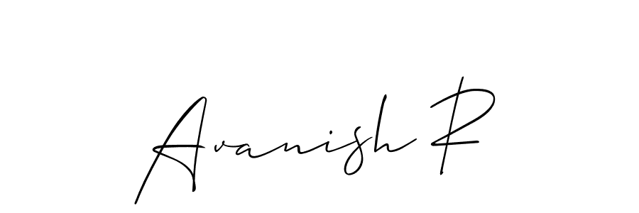 Use a signature maker to create a handwritten signature online. With this signature software, you can design (Allison_Script) your own signature for name Avanish R. Avanish R signature style 2 images and pictures png