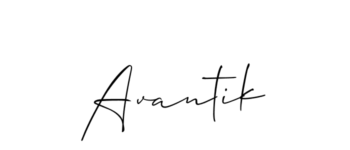 The best way (Allison_Script) to make a short signature is to pick only two or three words in your name. The name Avantik include a total of six letters. For converting this name. Avantik signature style 2 images and pictures png