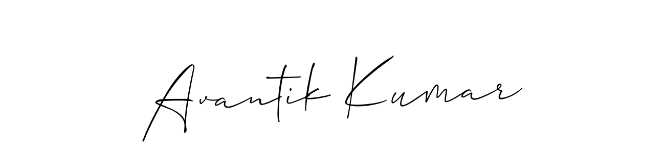 The best way (Allison_Script) to make a short signature is to pick only two or three words in your name. The name Avantik Kumar include a total of six letters. For converting this name. Avantik Kumar signature style 2 images and pictures png