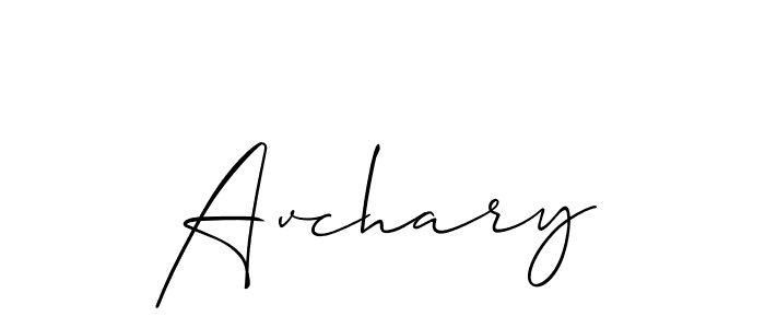 Use a signature maker to create a handwritten signature online. With this signature software, you can design (Allison_Script) your own signature for name Avchary. Avchary signature style 2 images and pictures png