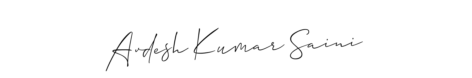 The best way (Allison_Script) to make a short signature is to pick only two or three words in your name. The name Avdesh Kumar Saini include a total of six letters. For converting this name. Avdesh Kumar Saini signature style 2 images and pictures png