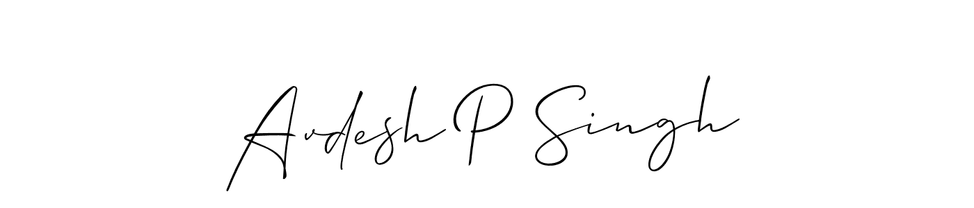 How to make Avdesh P Singh name signature. Use Allison_Script style for creating short signs online. This is the latest handwritten sign. Avdesh P Singh signature style 2 images and pictures png