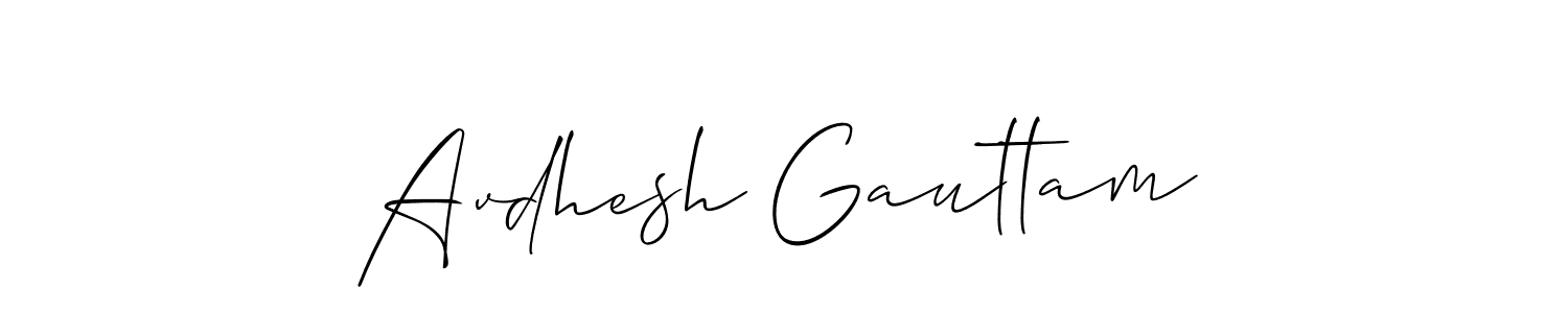 Make a beautiful signature design for name Avdhesh Gauttam. With this signature (Allison_Script) style, you can create a handwritten signature for free. Avdhesh Gauttam signature style 2 images and pictures png