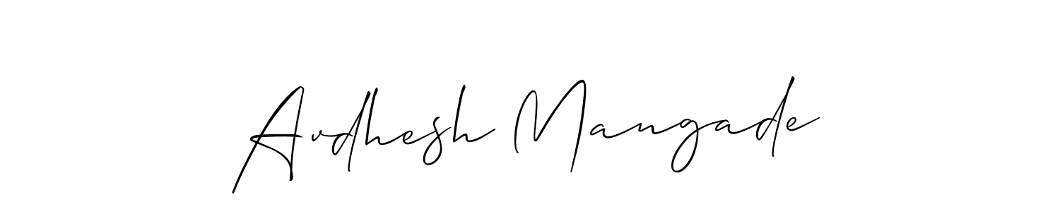 The best way (Allison_Script) to make a short signature is to pick only two or three words in your name. The name Avdhesh Mangade include a total of six letters. For converting this name. Avdhesh Mangade signature style 2 images and pictures png