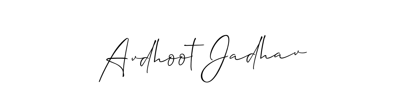How to make Avdhoot Jadhav name signature. Use Allison_Script style for creating short signs online. This is the latest handwritten sign. Avdhoot Jadhav signature style 2 images and pictures png