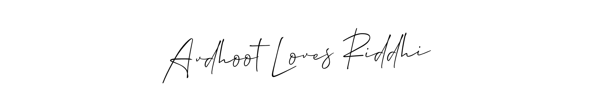 Design your own signature with our free online signature maker. With this signature software, you can create a handwritten (Allison_Script) signature for name Avdhoot Loves Riddhi. Avdhoot Loves Riddhi signature style 2 images and pictures png