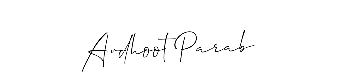 Similarly Allison_Script is the best handwritten signature design. Signature creator online .You can use it as an online autograph creator for name Avdhoot Parab. Avdhoot Parab signature style 2 images and pictures png