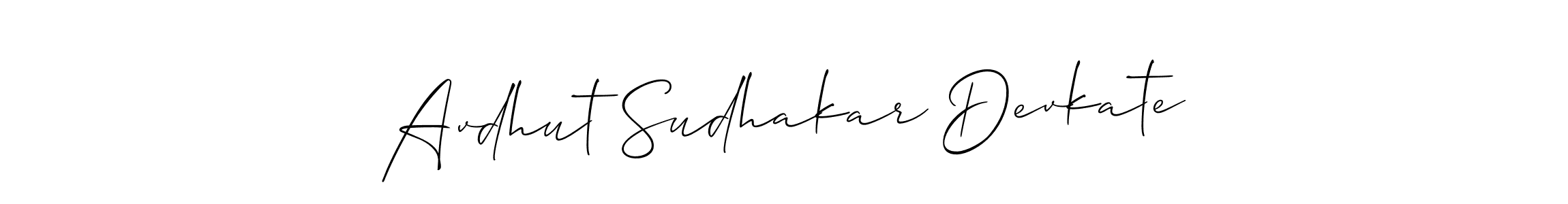 Make a beautiful signature design for name Avdhut Sudhakar Devkate. With this signature (Allison_Script) style, you can create a handwritten signature for free. Avdhut Sudhakar Devkate signature style 2 images and pictures png