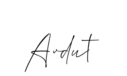Make a beautiful signature design for name Avdut. With this signature (Allison_Script) style, you can create a handwritten signature for free. Avdut signature style 2 images and pictures png