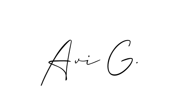 Use a signature maker to create a handwritten signature online. With this signature software, you can design (Allison_Script) your own signature for name Avi G.. Avi G. signature style 2 images and pictures png