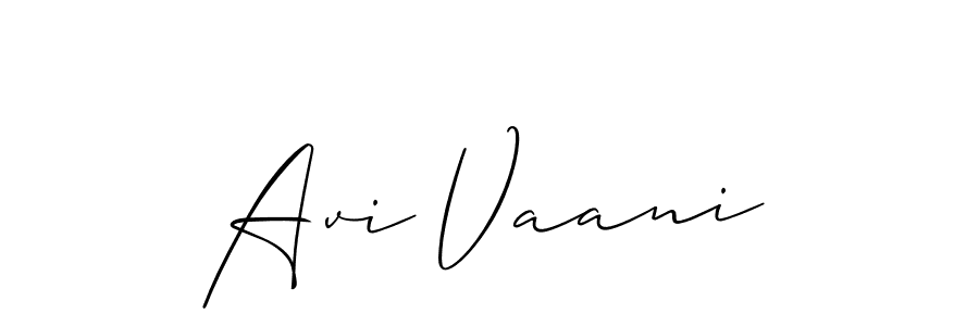 How to make Avi Vaani name signature. Use Allison_Script style for creating short signs online. This is the latest handwritten sign. Avi Vaani signature style 2 images and pictures png